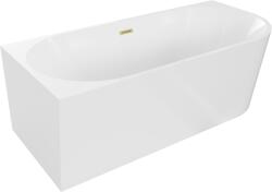 Mexen Mia szabadon álló sarokkád balos 160 x 75 cm, fehér, túlfolyó arany kefés - 52691607500L-55 (52691607500L-55)