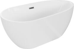 Mexen Eos szabadon álló kád 150 x 75 cm, fehér, gun metal túlfolyó - 52471507500-95 (52471507500-95)