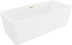 Mexen Nila szabadon álló bordázott kád 170 x 75 cm, fehér, arany kefélt túlfolyó - 52841708000-55 (52841708000-55)