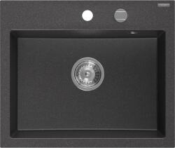 Mexen Oscar egykamrás gránit mosogató 580 x 490 mm, fekete foltos, króm szifon - 6519581000-76 (6519581000-76)