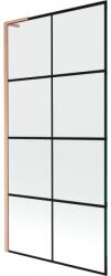 Mexen Next L fürdőkád paraván 1-szárnyas 90 x 150 cm, fekete rács, kefélt réz - 895-090-000-03-77-65 (895-090-000-03-77-65)