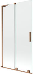 Mexen Velar L kádparaván 2 szárnyú toló 100 x 150 cm, áttetsző, csiszolt réz - 896-100-003-01-65 (896-100-003-01-65)