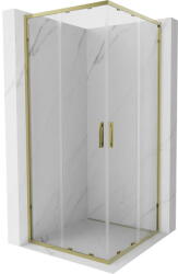 Mexen Exo négyzet alakú tolóajtós zuhanykabin 80 x 80 cm, átlátszó, arany - 8111-080-080-50-00 (8111-080-080-50-00)
