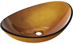 Mexen Sonia üvegből készült szabadon álló mosdókagyló 54 x 37 cm, arany - 24145450 (24145450)