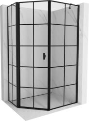 Mexen Mist ötszögletű aszimmetrikus balos nyíló zuhanykabin 80 x 100 cm, fekete rács, fekete - 8A8-080-100-70-77-L (8A8-080-100-70-77-L)