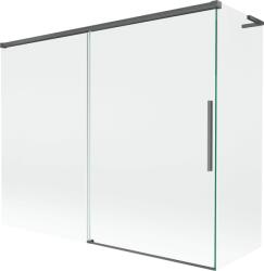 Mexen Rox L kádparaván 2 szárnyú tolóajtós 190 + 80 x 150 cm, átlátszó, szálcsiszolt pisztolyszürke - 8C9L-190-080-66-00 (8C9L-190-080-66-00)