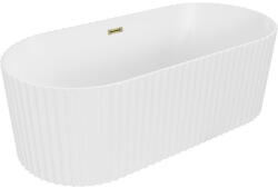 Mexen Paola szabadon álló bordázott kád 170 x 80 cm, fehér matt, arany túlfolyó - 52721708001-50 (52721708001-50)