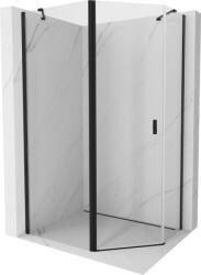 Mexen Mist ötszögletű aszimmetrikus nyíló zuhanykabin 90 x 80 cm, átlátszó, fekete - 8A8-090-080-70-00 (8A8-090-080-70-00)