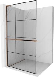 Mexen Kioto+ L zuhanyfal polccal Walk-in 120 x 200 cm, fekete rács, rózsaarany - 800-120-123-60-77 (800-120-123-60-77)