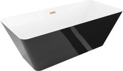 Mexen Velo Slim szabadon álló kád 170 x 75 cm, fehér/fekete, matt réz túlfolyó - 52811707575-65 (52811707575-65)