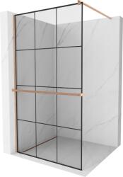 Mexen Kioto+ zuhanyfal polccal Walk-in 110 x 200 cm, fekete rács, csiszolt réz - 800-110-121-65-77 (800-110-121-65-77)