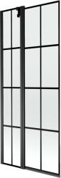Mexen Flip 2-szárnyú fürdőkádparaván, 80 x 150 cm, fekete rácsos, fekete - 894-080-101-70-77 (894-080-101-70-77)
