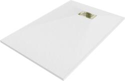 Mexen Hugo téglalap alakú SMC zuhanytálca 120 x 70 cm, fehér, arany takarólemez - 42107012-G (42107012-G)