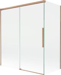 Mexen Rox 2-szárnyú, tolható fürdőszobai paraván 140 + 70 x 150 cm, átlátszó, kefe hatású réz - 8C9-140-070-65-00 (8C9-140-070-65-00)