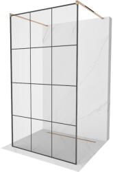 Mexen Kioto szabadon álló zuhanyfal 100 x 200 cm, fekete rács 8 mm, rózsaarany - 800-100-002-60-77 (800-100-002-60-77)