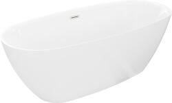 Mexen Luvo Slim szabadon álló kád 170 x 75 cm, fehér, kefélt nikkel túlfolyó - 52801707500-97 (52801707500-97)