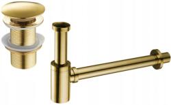  Mexen körkörös mosdószifon klikk-klakk dugóval, túlfolyás nélkül, arany - 7991050-50 (7991050-50)