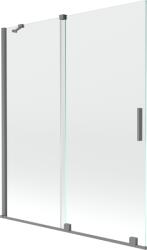 Mexen Velar 2-szárnyú toló fürdőkád paraván 140 x 150 cm, átlátszó, sötétszürke - 896-140-000-01-95 (896-140-000-01-95)