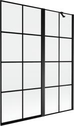 Mexen Mist kétszárnyú jobb oldali kádparaván 140 x 150 cm, fekete rács, fekete - 8A9-140-011-70-77-P (8A9-140-011-70-77-P)