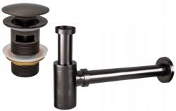  Mexen kerek mosdószifon klikk-klakk dugóval, túlfolyóval, grafit - 7992050-66 (7992050-66)