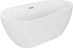 Mexen Eos szabadon álló kád 170 x 75 cm, fehér, túlfolyó - csiszolt nikkel - 52471707500-97 (52471707500-97)