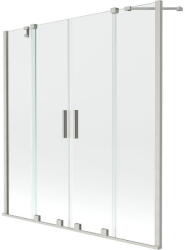 Mexen Velar Duo kétrészes, 2 szárnyú, elhúzható kádparaván 160 x 150 cm, átlátszó, matt nikkel - 896-160-000-02-97 (896-160-000-02-97)