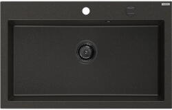 Mexen Elix gránit mosogató 1 medencés 800 x 500 mm, fekete/arany metál, fekete szifon - 6527801005-75-B (6527801005-75-B)