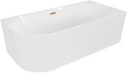 Mexen Gia szabadon álló sarokkád bordázott jobb 150 x 75 cm, fényes fehér, réz túlfolyó - 52701507500P-65 (52701507500P-65)