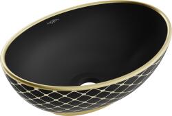 Mexen Elza pultba süllyesztett mosdó 40 x 33 cm, fekete matt/arany rácsos minta - 21014029 (21014029)