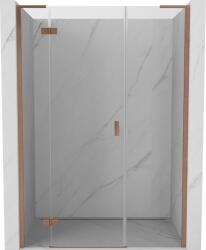 Mexen Mist-H L balos zuhanyajtó, balos 135 cm, átlátszó, kefézett réz - 8A5L-135-001-65-00-L (8A5L-135-001-65-00-L)