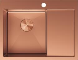 Mexen Exar 1-kamrás rozsdamentes acél mosogató, lecsöpögtetővel, balos 620 x 480 mm, réz - 6431621005L-65 (6431621005L-65)