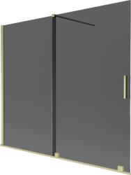 Mexen Velar 2-szárnyú toló kádparaván 180 x 150 cm, grafit, arany szálcsiszolt - 896-180-000-41-55 (896-180-000-41-55)