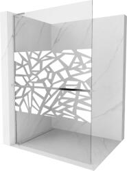 Mexen Kioto+ L zuhanyfal polccal Walk-in 100 x 200 cm, fehér minta, króm - 800-100-123-01-85 (800-100-123-01-85)