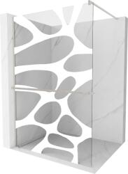 Mexen Kioto+ zuhanyfal polccal Walk-in 130 x 200 cm, fehér hullám, csiszolt nikkel - 800-130-121-97-97 (800-130-121-97-97)