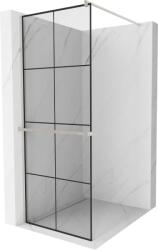 Mexen Kioto+ zuhanyfal polccal Walk-in 70 x 200 cm, fekete rács, csiszolt nikkel - 800-070-121-97-77 (800-070-121-97-77)