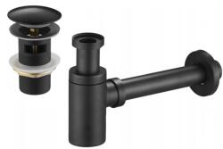  Mexen fél szifon kör alakú mosdóhoz, klik-klak dugóval, túlfolyós, fekete - 7992050-70 (7992050-70)