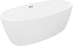 Mexen Lira szabadon álló kád, minta 170 x 80 cm, fehér, arany túlfolyóval - 52831708000-50 (52831708000-50)