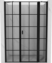 Mexen Mist zuhanyajtó, jobb oldali nyílás, 145 cm, fekete rács, fekete - 8A4-145-001-70-77-P (8A4-145-001-70-77-P)