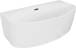 Mexen Bruna szabadon álló fali kád 150 x 82 cm, fényes fehér, fekete túlfolyó - 52731508200-70 (52731508200-70)