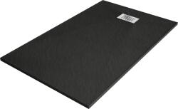 Mexen Hugo téglalap alakú SMC zuhanytálca 160 x 80 cm, fekete, inox fedél - 42708016-X (42708016-X)