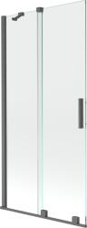 Mexen Velar 2 szárnyú, eltolható kádparaván, 90 x 150 cm, átlátszó, kefélt fegyver-szürke - 896-090-000-01-66 (896-090-000-01-66)