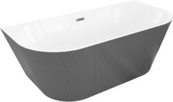 Mexen Oris szabadon álló fal melletti bordázott kád 170 x 80 cm, fehér/szürke, gun metal túlfolyó - 52871708062-95 (52871708062-95)