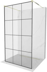 Mexen Kioto szabadon álló zuhanyfal 100 x 200 cm, fekete rácsos 8 mm, arany - 800-100-002-50-77 (800-100-002-50-77)