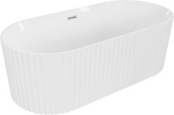 Mexen Paola szabadon álló, bordázott kád 170 x 80 cm, fényes fehér, króm túlfolyóval - 52721708000-01 (52721708000-01)