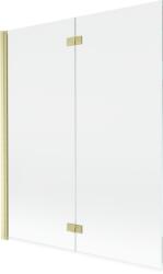 Mexen Mist 2 szárnyas fürdőszobai paraván balos 140 x 150 cm, átlátszó, arany kefélt - 8A9-140-002-55-00-L (8A9-140-002-55-00-L)