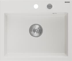 Mexen Oscar egykamrás gránit mosogató 580 x 490 mm, fehér, króm szifon - 6519581000-20 (6519581000-20)