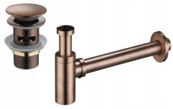  Mexen fél szifon kör alakú mosdóhoz, klik-klak lefolyóval, túlfolyós, antik réz - 7992050-45 (7992050-45)