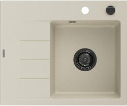 Mexen Ben 1-medencés gránit mosogató csepegtetővel, jobb oldali 600 x 500 mm, bézs, fekete szifon - 6523605000-69-B (6523605000-69-B)