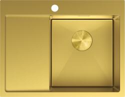 Mexen Exar 1-medencés acél mosogató tálca, vízelvezetővel, jobb oldal, 620 x 480 mm, arany - 6432621005P-55 (6432621005P-55)