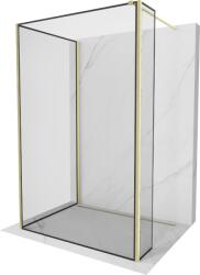 Mexen Kioto zuhanyfal Walk-in 120 x 110 x 30 cm, fekete keret, arany szálcsiszolt - 800-120-110-221-55-70-030 (800-120-110-221-55-70-030)
